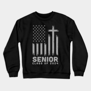 Class Of 2024 Senior 24 Usa Flag Cross Christian Graduation Crewneck Sweatshirt